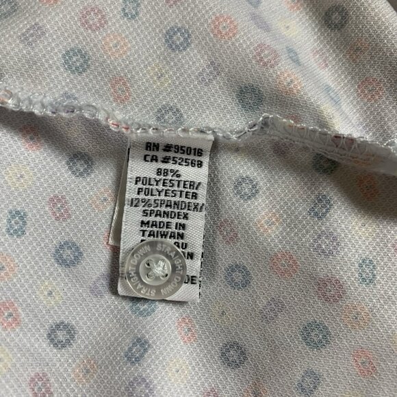 Straight Down Performance White Multi Color Dot Print Golf Polo Stretch M Men’s - Picture 5 of 5